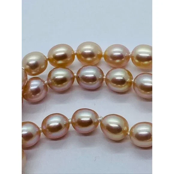 Tiffany & co. Elsa Peretti 3 Row Pink Pearl Heart Silver 925 Bracelet 7.5